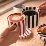 CACXKEP 8 Oz Ceramic Coffee Mug Espresso Cups with Saucer Mug And Saucer Set Cup And Saucer Coffee Cups with Saucers Coffee Cups And Saucers,Red