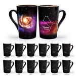 MUGKISS Gemini Heat Changing Constellation Mug 12oz, Engraving Horoscope Gemini Coffee Mug, Ceramic Color Changing Cup, May June Magic Presents.