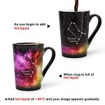 MUGKISS Gemini Heat Changing Constellation Mug 12oz, Engraving Horoscope Gemini Coffee Mug, Ceramic Color Changing Cup, May June Magic Presents.