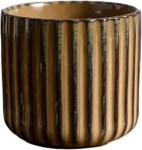 LILITURF Vinitage Ceramic Mug, Japanese Tea Cup 6oz Striped Cup No Handle Drinking Cup for Latte Milk Water Beverage Juice Microwave and Dishwasher Safe, Kiln Transformation Cup (Brown)