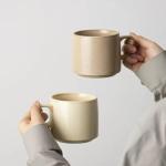 12oz Japanese Style Minimalistic Asian Rustic Reactive Glaze Ceramic Pottery Coffee Mug, Lead-Free Glaze earthen Tea Mug,Tea cup with handle, stoneware mugs, Microwave and Dishwasher Safe(Khaki)