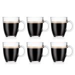 Bodum 12oz Bistro Coffee Mug Single-Wall Tempered Glass, 6 Pack, Clear