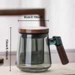 SHUWEICAO-Glass Tea Cup with Infuser and Lid, 17oz/500ml Hand-blown Borosilicate Glass Tea Mugs for Loose Leaf Tea. Gifts for Men(Classic)