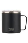 TYESO 14 oz Vacuum Insulated Mug Cup Stainless Steel Mug Coffee Mug with Lid Heat Insulation Cooling Direct Drip (Black)