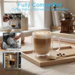 Roran Double Wall Glass Coffee Mugs, Clear Borosilicate Glass with Handle, 14.2oz, 2 Piece Set, High-Heat Resistant