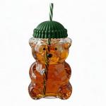 Krewchton Glass Bear Cup,Bear Cup with Straw, 500ml Reusable Bear Glass Tumbler with Lid for Iced Coffee, Milk Tea, and Cocktails, Dishwasher Safe(Green)