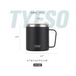 TYESO 14 oz Vacuum Insulated Mug Cup Stainless Steel Mug Coffee Mug with Lid Heat Insulation Cooling Direct Drip (Black)