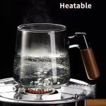 SHUWEICAO-Glass Tea Cup with Infuser and Lid, 17oz/500ml Hand-blown Borosilicate Glass Tea Mugs for Loose Leaf Tea. Gifts for Men(Classic)