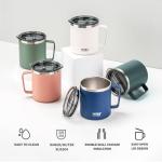 TYESO 14 oz Vacuum Insulated Mug Cup Stainless Steel Mug Coffee Mug with Lid Heat Insulation Cooling Direct Drip (Black)