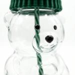 Krewchton Glass Bear Cup,Bear Cup with Straw, 500ml Reusable Bear Glass Tumbler with Lid for Iced Coffee, Milk Tea, and Cocktails, Dishwasher Safe(Green)