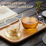 DOPUDO Glass Tea Cup with Infuser and Lid, 17oz/500ml Large Borosilicate Teacup for Loose Leaf Tea, Blooming Tea