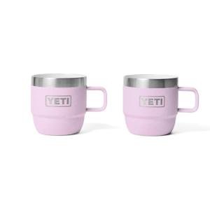 YETI Rambler 6 oz Stackable Mug, Stainless Steel, Vacuum Insulated Espresso/Coffee Mug, 2 Pack, Cherry Blossom