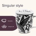 Karma Gifts 16 oz Black and White Boho Mug Hummingbird - Cute Coffee and Tea Mug - Ceramic Coffee Mugs for Women and Men, 1 Count (Pack of 1)