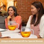 DOPUDO Glass Tea Cup with Infuser and Lid, 17oz/500ml Large Borosilicate Teacup for Loose Leaf Tea, Blooming Tea