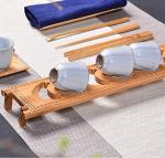 AKOAK 1 Pack Eco-Friendly Natural Bamboo Tea Cup Storage Drain Rack, Portable Foldable Cup Holder, Kung Fu Tea Set and Tea Ceremony Accessories