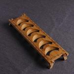 AKOAK 1 Pack Eco-Friendly Natural Bamboo Tea Cup Storage Drain Rack, Portable Foldable Cup Holder, Kung Fu Tea Set and Tea Ceremony Accessories