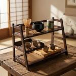 Lnncdsc 3 Tier Bamboo Matcha Station, coffee station organizer Shelf with Drawer for Kitchen Countertop, Tea Bar - Matcha Powder, Tools & Cup Organizer for Matcha Lovers, Home Baristas.