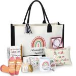 Aliceset 10 Pcs Administrative Assistant Appreciation Gifts Set Include Coffee Mug Candle Canvas Tote Cosmetic Bag Bracelet Badge Holder Socks Notebook Ballpoint Pen Gift Card for Secretary Women