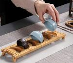 AKOAK 1 Pack Eco-Friendly Natural Bamboo Tea Cup Storage Drain Rack, Portable Foldable Cup Holder, Kung Fu Tea Set and Tea Ceremony Accessories