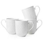 Kanwone Coffee Mugs 16oz, Ceramic Mugs Set, Porcelain Cups with Handle for Latte, Hot Tea, Cappuccino, Mocha, Cocoa, Housewarming Wedding Gift, Microwave and Dishwasher Safe, Set of 4, White
