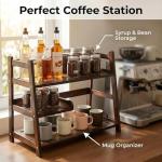 Lnncdsc 3 Tier Bamboo Matcha Station, coffee station organizer Shelf with Drawer for Kitchen Countertop, Tea Bar - Matcha Powder, Tools & Cup Organizer for Matcha Lovers, Home Baristas.