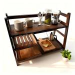 Lnncdsc 3 Tier Bamboo Matcha Station, coffee station organizer Shelf with Drawer for Kitchen Countertop, Tea Bar - Matcha Powder, Tools & Cup Organizer for Matcha Lovers, Home Baristas.