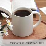 LINVIA Classic Mug, 14 oz Large Coffee Mug with Handle, Ceramic Porcelain Tea Cup, Smooth Matte (Sliding Lid, Set of 2, White and Black)