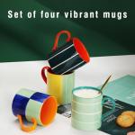 Koja 16 oz Premium Hand Painted Porcelain Ceramic Mug Set, Large Coffee & Tea Mugs, Elegant Decorative Durable Stoneware Microwave Safe Drinkware for Home Kitchen, Great Coffee Lovers Gift, 4-Pack