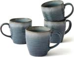 Ava Nord 14 oz Coffee Mugs Set of 4, Ceramic Coffee Mugs with Handle – Reactive Glaze Stoneware Coffee Mug Set for Tea, Latte, Cappuccino, Cocoa, Hot Chocolate – Microwave & Dishwasher Safe - Blue