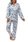 Fishers Finery Women's 100% Mulberry Silk Long Pajama Set with Gift Box (Tea Cup, L)