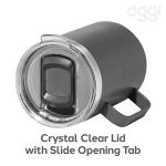 Oggi ThermoMug Stainless Steel Insulated Mug- Double Wall Vacuum Insulated w/Handle & Lid, Coffee Cup, Camping Mug, Travel Thermos, 14oz(420ml), Happy Flowers