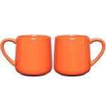 Bosmarlin Glossy Ceramic Coffee Mugs Set of 2, Tea Cup for Office and Home, 18 oz, Suitable for Dishwasher and Microwave(Orange, 2)