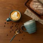 Ava Nord 14 oz Coffee Mugs Set of 4, Ceramic Coffee Mugs with Handle – Reactive Glaze Stoneware Coffee Mug Set for Tea, Latte, Cappuccino, Cocoa, Hot Chocolate – Microwave & Dishwasher Safe - Blue