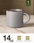 famiware Coffee Mugs Set of 6, Nebula 14oz Coffee Mugs, Ceramic Cup Set with Handle for Latte, Tea, Milk, Cappuccino, Cocoa, Dark Gray