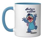 Disney Lilo & Stitch Before Coffee & After Coffee Ceramic Mug, Blue/White