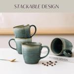 Ava Nord 14 oz Coffee Mugs Set of 4, Ceramic Coffee Mugs with Handle – Reactive Glaze Stoneware Coffee Mug Set for Tea, Latte, Cappuccino, Cocoa, Hot Chocolate – Microwave & Dishwasher Safe - Blue