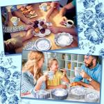 Pickmesh 252 Pcs Blue Floral Tea Party Supplies for 36 Guests Blue and White Porcelain Paper Disposable Dinnerware Floral Teacups with Handle and Saucers Set for Tea Party Decorations Birthday Wedding