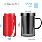 ecooe 16.9oz Glass Tea Cup with Infuser and Lid Clear Glass Tea Cup with Removable Stainless Steel Infuser & Lid, 500ml Teacup for Loose Leaf Tea, Tea Maker Gift for Birthday (Black Glass)