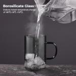 ecooe 16.9oz Glass Tea Cup with Infuser and Lid Clear Glass Tea Cup with Removable Stainless Steel Infuser & Lid, 500ml Teacup for Loose Leaf Tea, Tea Maker Gift for Birthday (Black Glass)