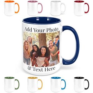Brd Gifts Custom Coffee Mugs - Personalized with Photo Text, Customized Ceramic Mug Customizable Mug, Funny Gifts, Add Your 15oz Royal Blue