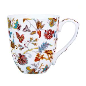 LanHong ﻿14oz Bone China Mug Floral Coffee Mug with Handle Elegant Flower Coffee Tea Cup Christmas Birthday Gifts for Women Men Family Friend