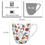 LanHong ﻿14oz Bone China Mug Floral Coffee Mug with Handle Elegant Flower Coffee Tea Cup Christmas Birthday Gifts for Women Men Family Friend