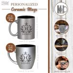 My Personal Memories Custom Monogrammed Coffee Latte Mug and Tea Cup - Personalized and Engraved (Silver)