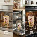 Topadorn Coffee Ceramic Mug Porcelain Latte Tea Cup With Lid 17oz,Novelty Coffee Mugs for Office & Home Pink