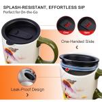 Topadorn Coffee Ceramic Mug Porcelain Latte Tea Cup With Lid 17oz,Novelty Coffee Mugs for Office & Home Pink