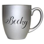 My Personal Memories Custom Monogrammed Coffee Latte Mug and Tea Cup - Personalized and Engraved (Silver)