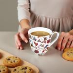 LanHong ﻿14oz Bone China Mug Floral Coffee Mug with Handle Elegant Flower Coffee Tea Cup Christmas Birthday Gifts for Women Men Family Friend