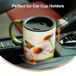 Topadorn Coffee Ceramic Mug Porcelain Latte Tea Cup With Lid 17oz,Novelty Coffee Mugs for Office & Home Pink