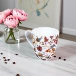 LanHong ﻿14oz Bone China Mug Floral Coffee Mug with Handle Elegant Flower Coffee Tea Cup Christmas Birthday Gifts for Women Men Family Friend