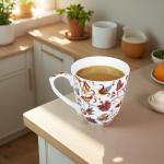 LanHong ﻿14oz Bone China Mug Floral Coffee Mug with Handle Elegant Flower Coffee Tea Cup Christmas Birthday Gifts for Women Men Family Friend